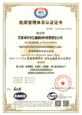 Certificate of energy management system